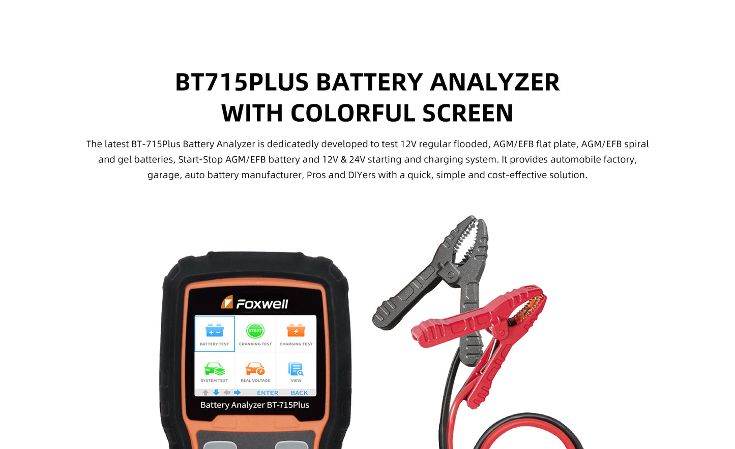 BT-715Plus (12V/24V) Battery Analyzer with Colorful screen