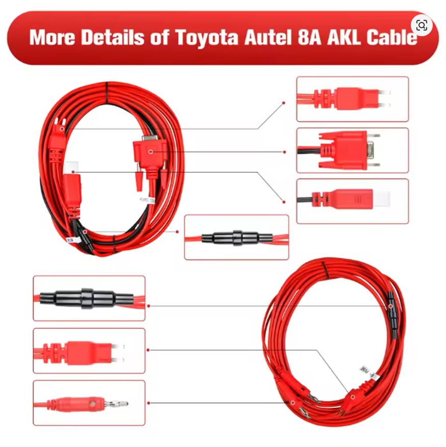 Autel Toyota 8A AKL Cable Blade Key All Keys Lost Adapter Autel Key Programming Accessory Work with IM508/ IM608