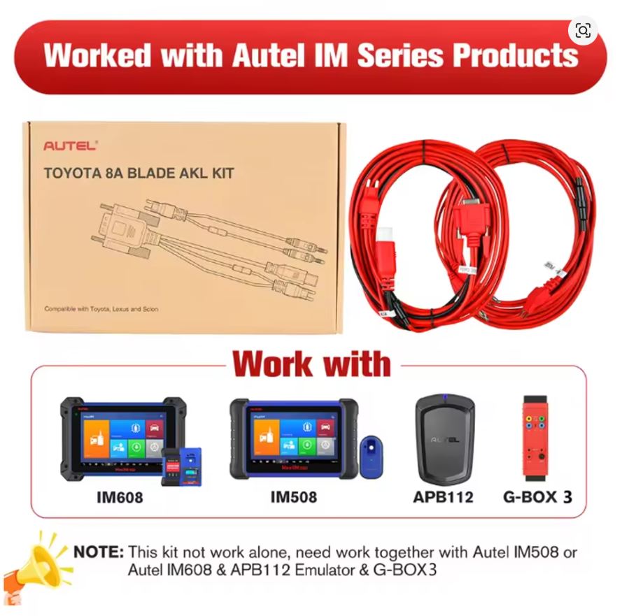 Autel Toyota 8A AKL Cable Blade Key All Keys Lost Adapter Autel Key Programming Accessory Work with IM508/ IM608